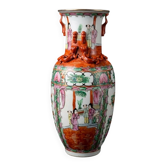 Baluster vase in Canton porcelain, "Famille Rose" style.