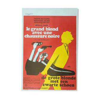Affiche cinéma "Le grand blond avec une chaussure noire" Pierre Richard 37x55cm 1972