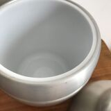 LARGE PEAR OR QUINCE IN BRUSHED ALUMINUM ICE BUCKET MADE IN ITALY AROUND 1970