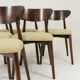 Set of 6 Modern Dining Chairs, Beech Wood Bouclè Green Upholstery