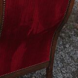 Antique Voltaire-style armchair – red velvet & solid wood