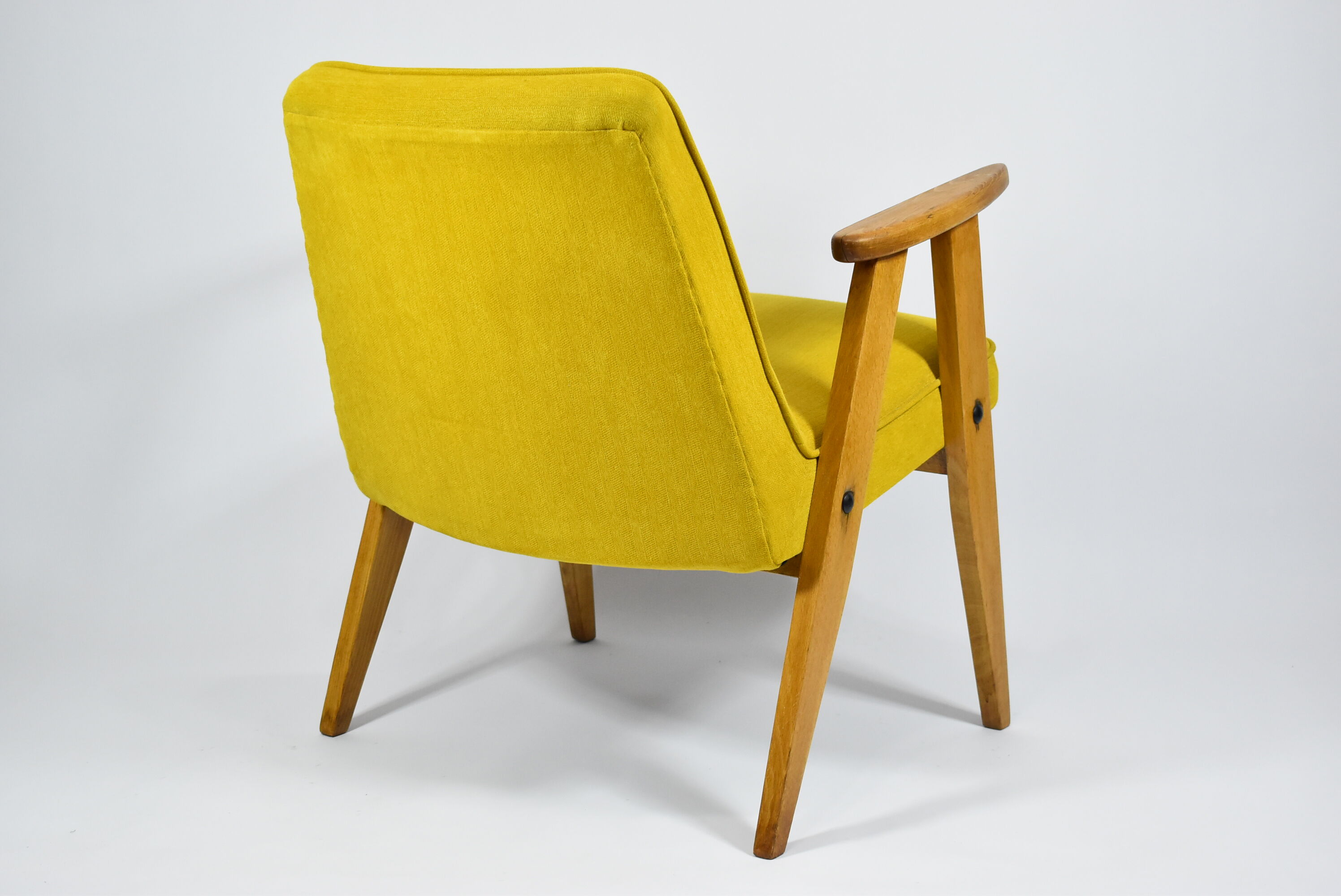 Original armchair type 366, designer J. Chierowski, yellow fabric, 1960s