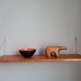 Teak and brass shelf, vintage scandinavian 1960s