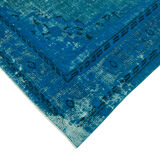 Handmade hi-low pile oriental 1970s 201 cm x 291 cm turquoise carpet