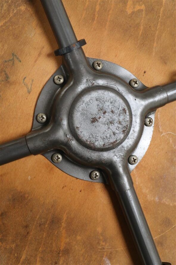 Set of 2 mid-century stools / teak / steel / Danish industrial design / 1960s