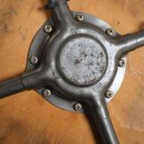 Set of 2 mid-century stools / teak / steel / Danish industrial design / 1960s