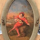 Pair of anonymous romantic paintings with oval views