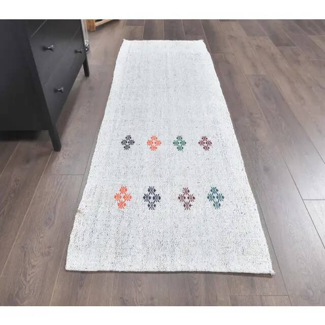 Turkish vintage handwoven wool kilim rug 71x220