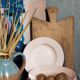Six pastel earthenware plates from Digoin and Sarreguemines antiques