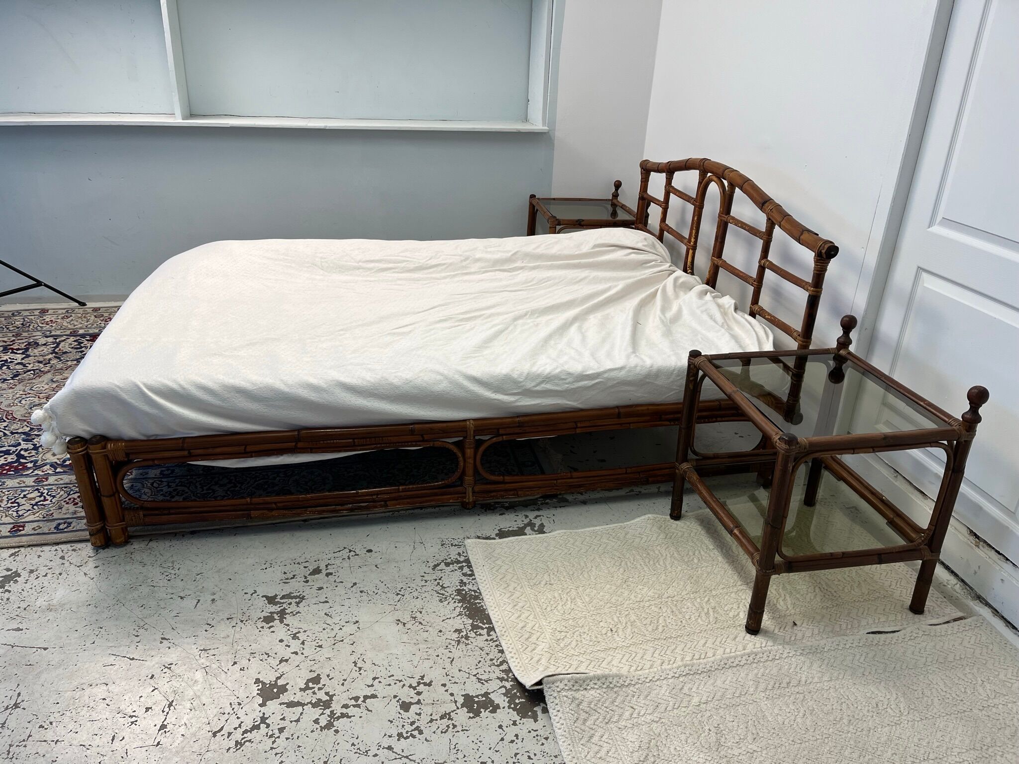 1970s vintage rattan bed