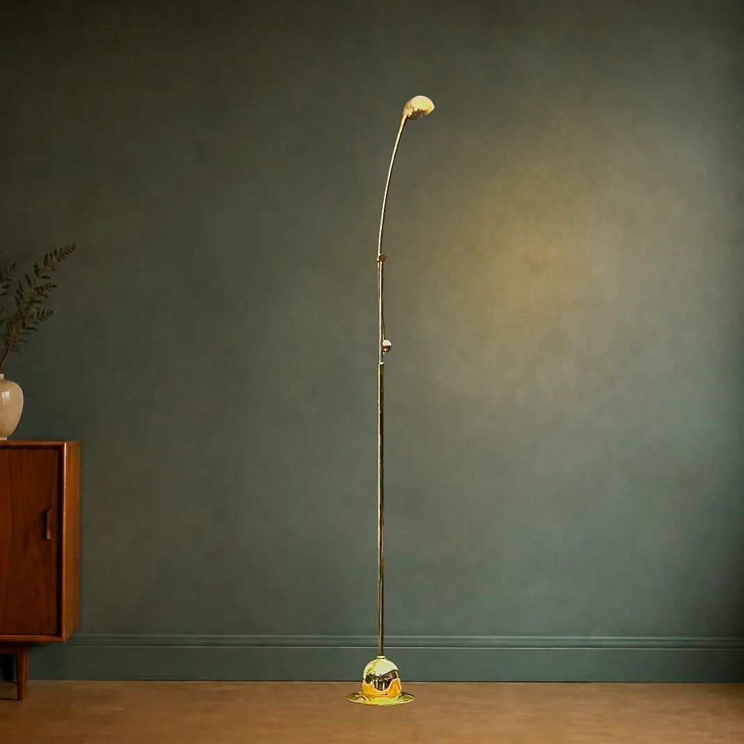 Lampadaire massive space age en métal doré bras balancier – années 70 80