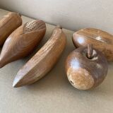 Lot of carved wooden fruits