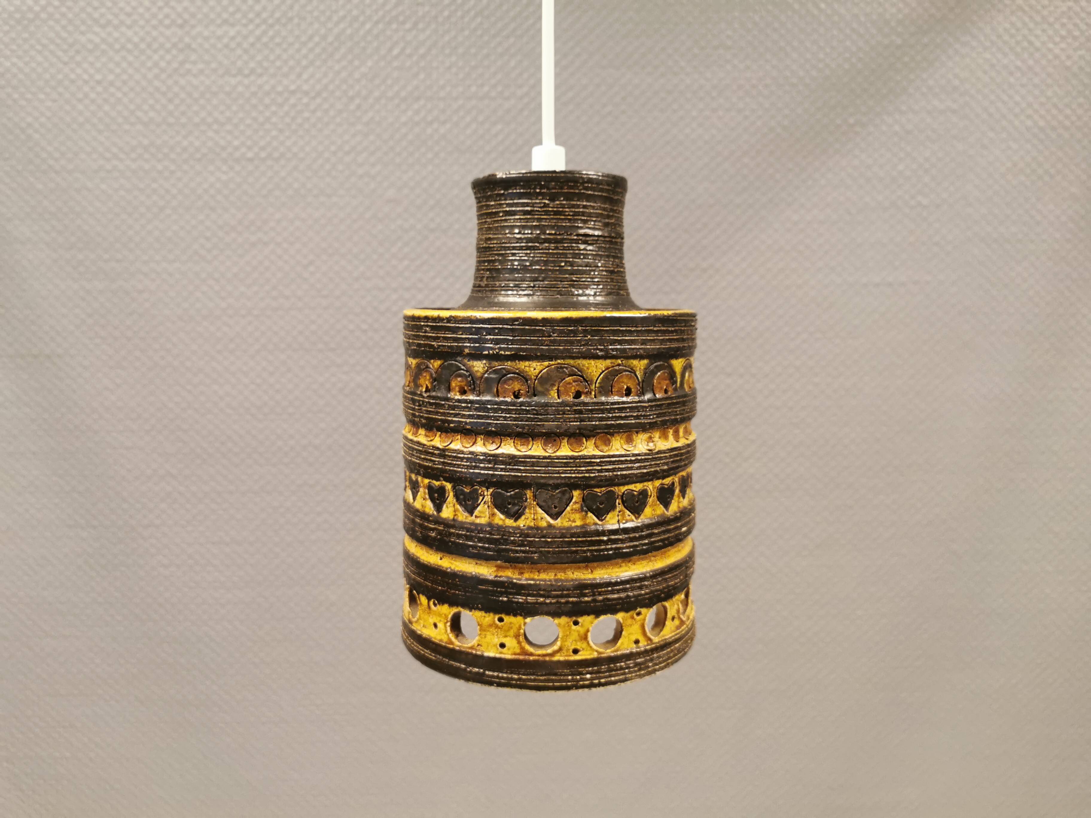 Danish ceramic hanging lamp, designed by Jette Hellerøe, in the 1970s.