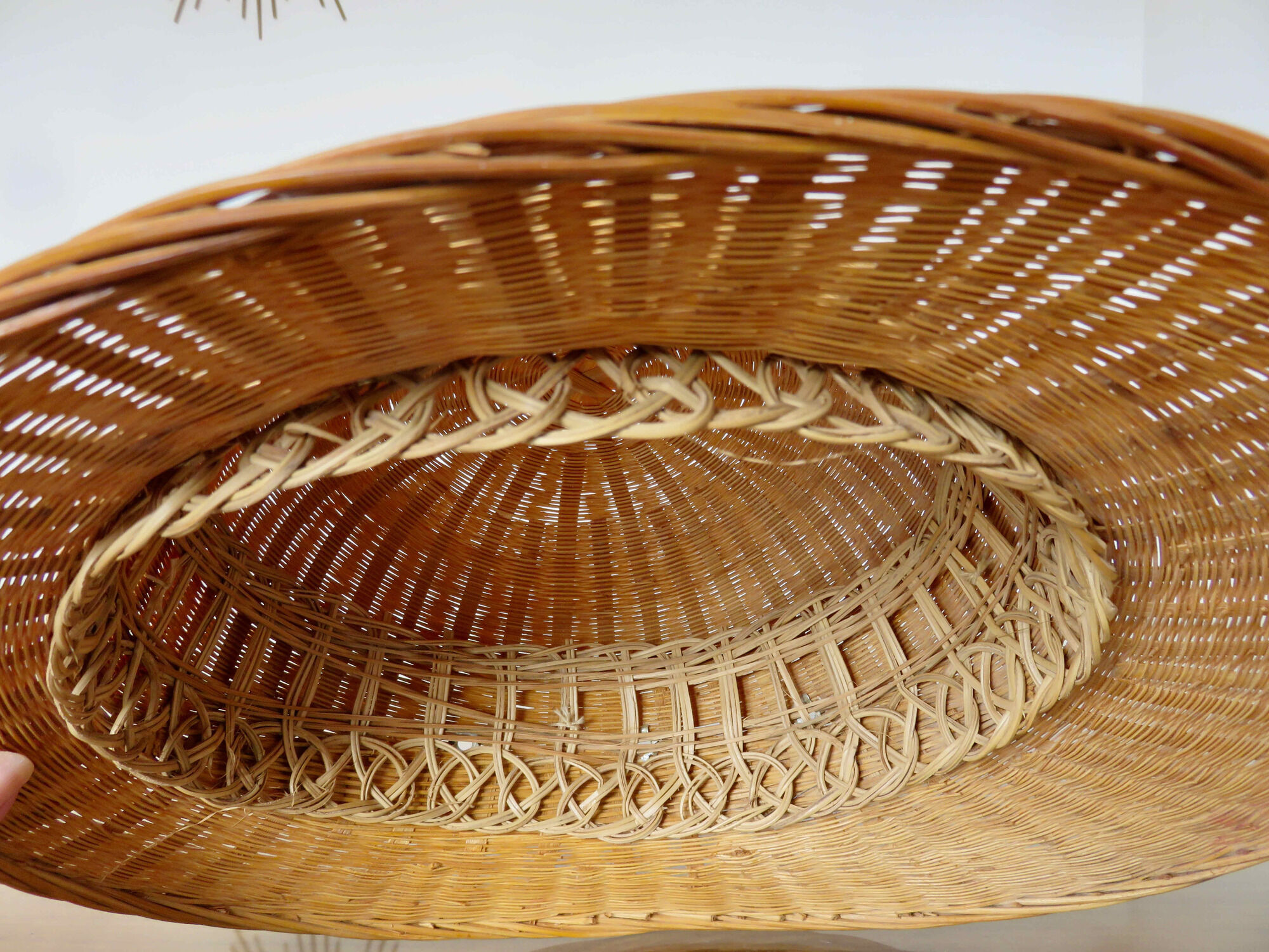 Hat, colonial rattan helmet, wicker 70s