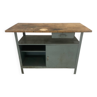 industrial workbench type workshop furniture, metal and wooden top