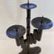Brutalist Iron Textured Hand Forged Candleholder, Mid-century Modern, 1960s