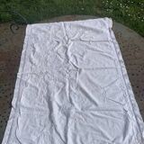 Large pillowcase, white cotton cushion cover, art deco flower embroidery