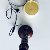 Turned wood lamp