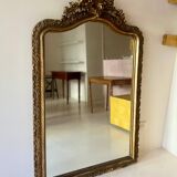 Antique Louis XV rococo mirror with a gilded pediment - 156 x 98 cm