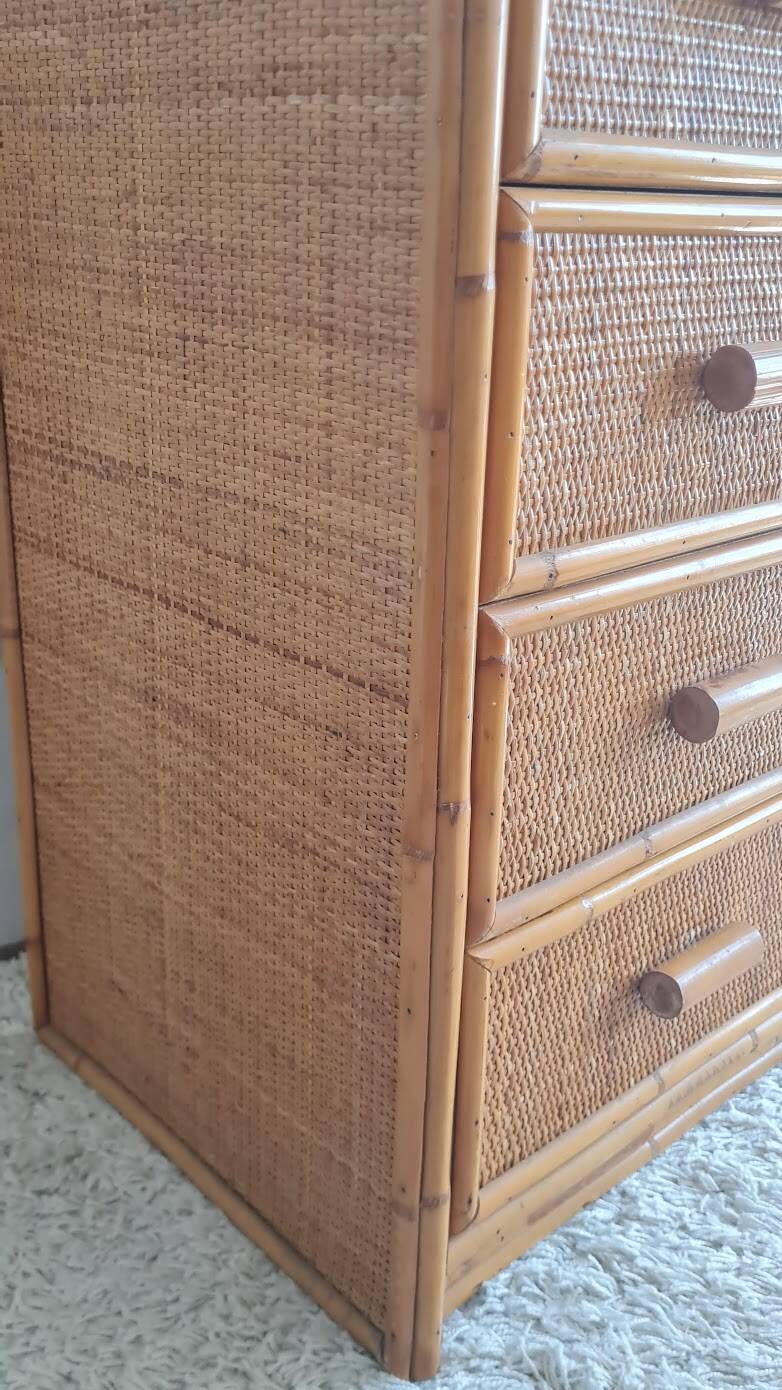 Vintage rattan chest of drawers