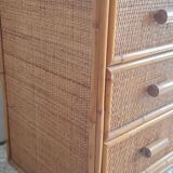 Vintage rattan chest of drawers