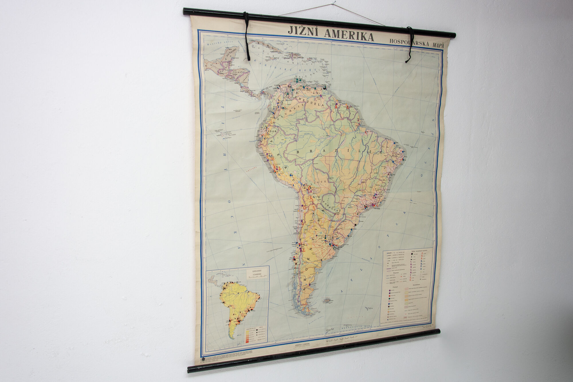 Czechoslovak Vintage school maps of South America, 1960