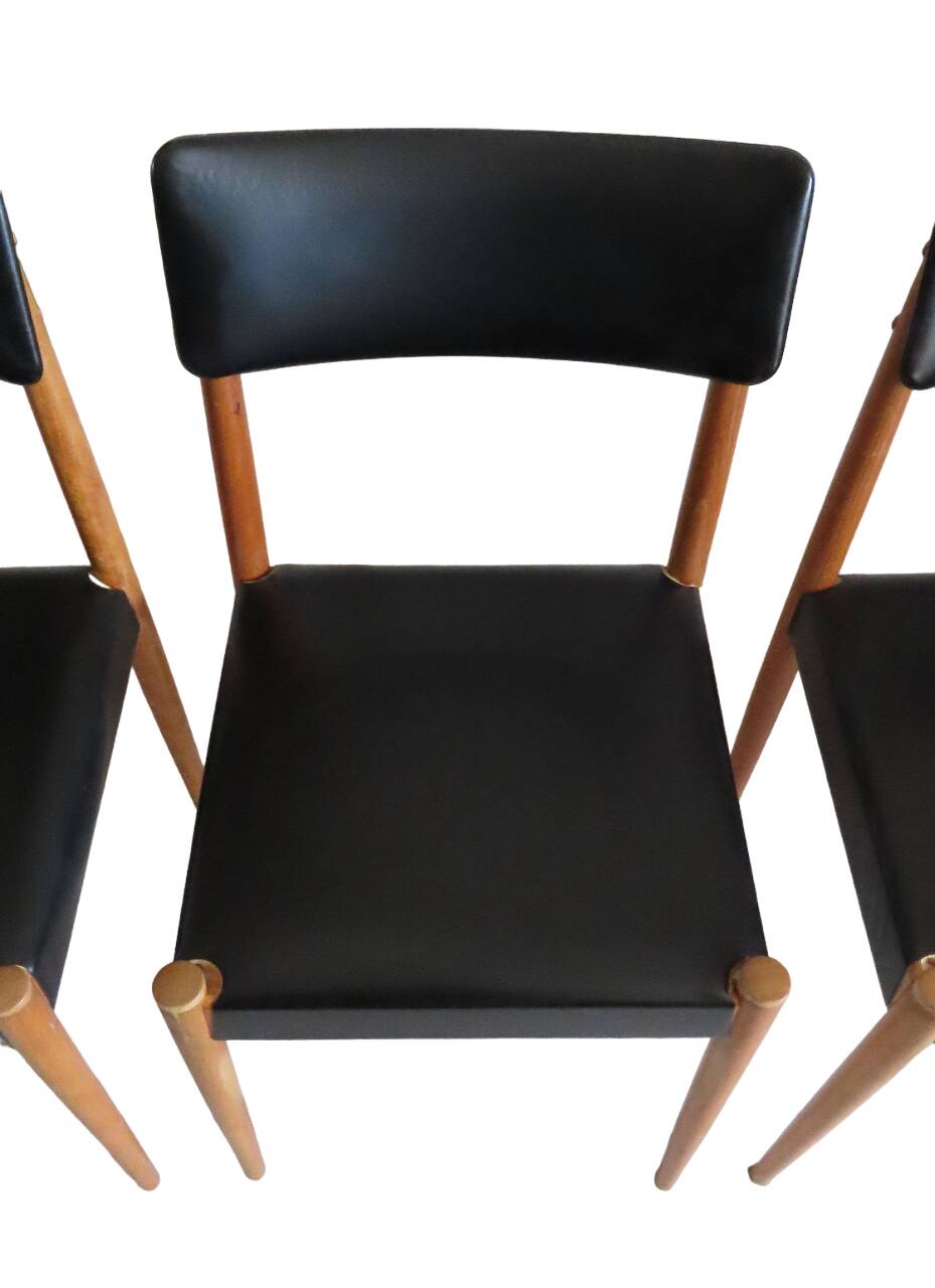 4 Chaises Scandinave Noires Années 50/60 Vintage