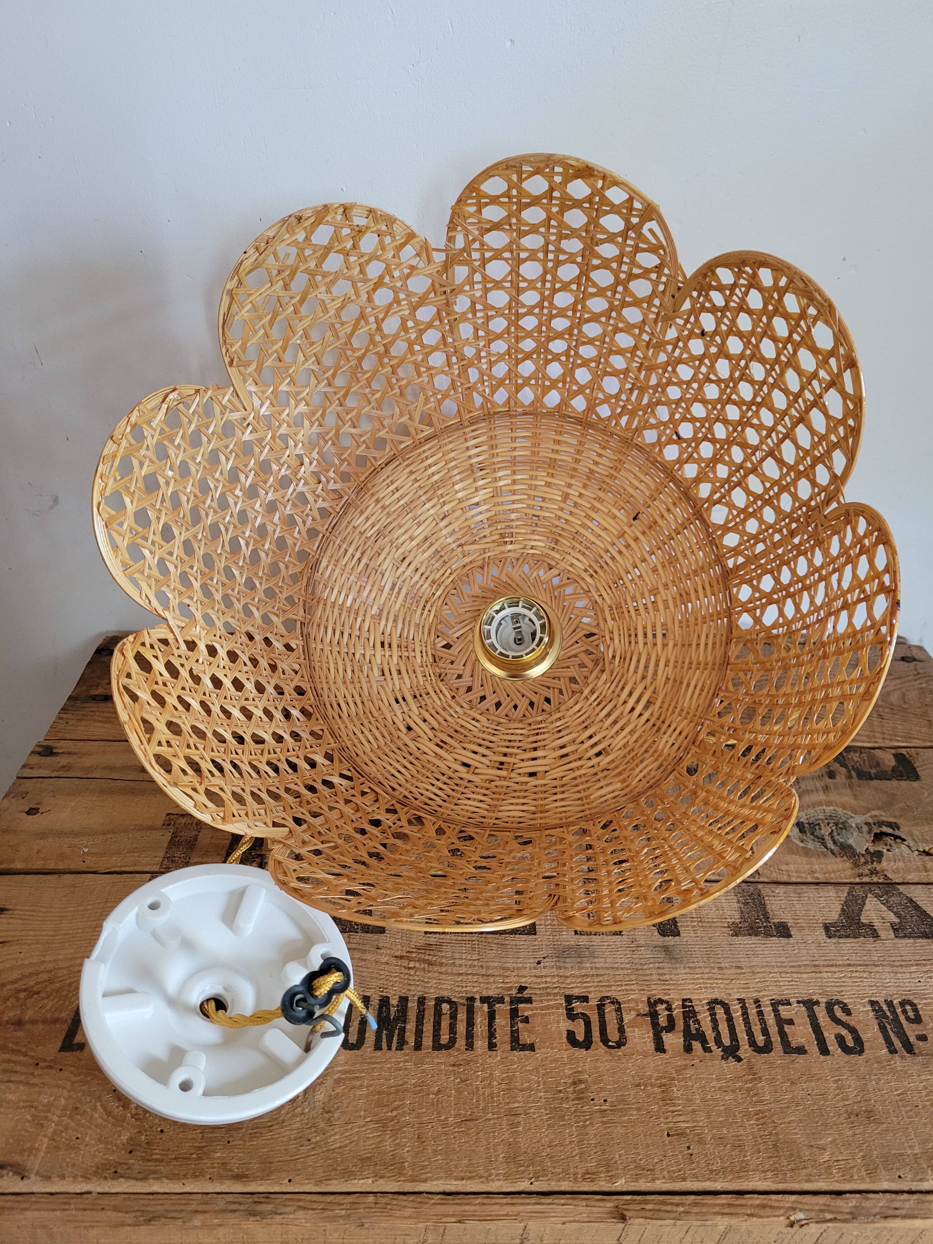 Openwork rattan suspension