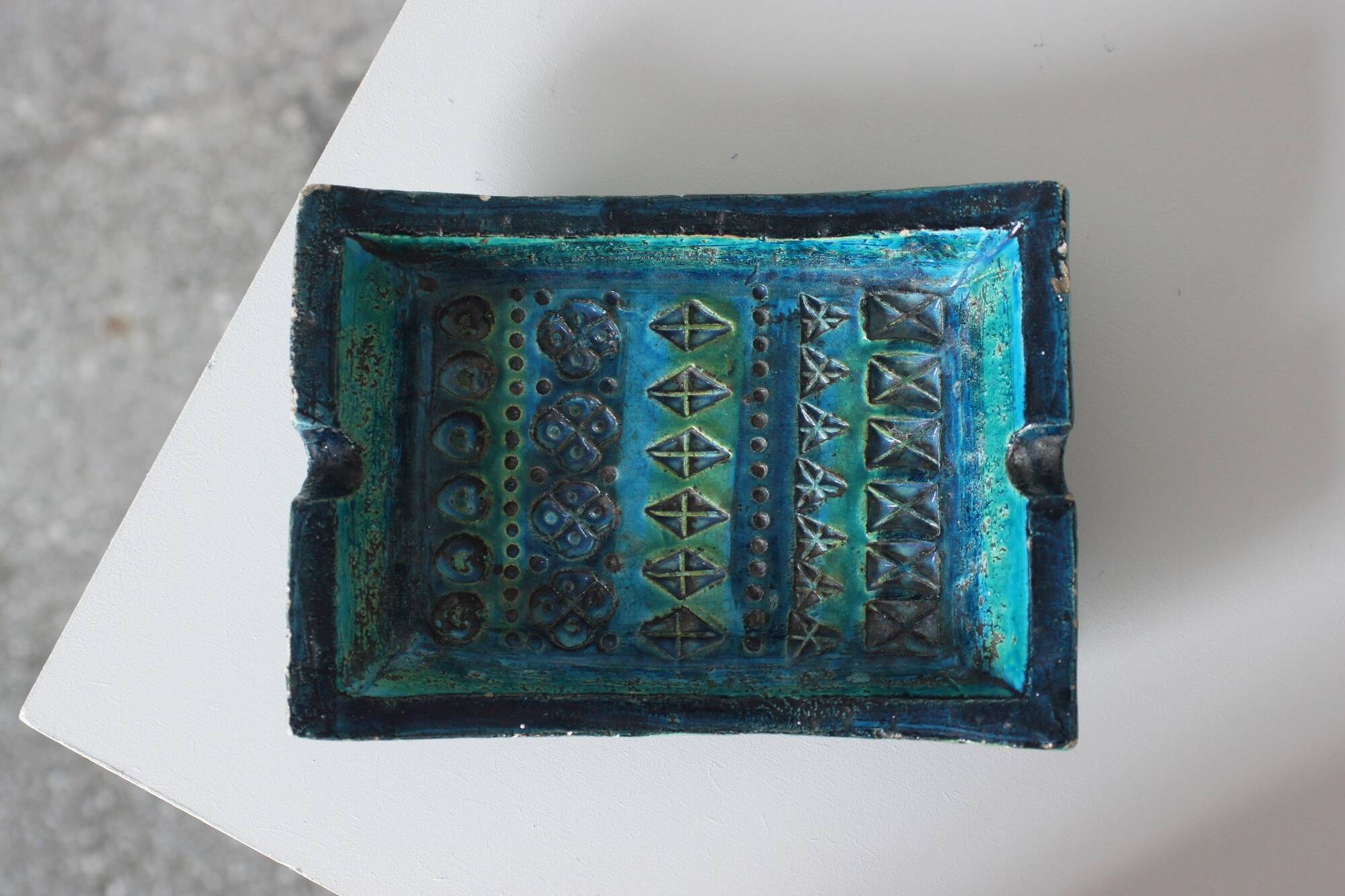 Mid-Century Modern Rimini Blue Ceramic Ashtray by Aldo Londi for Bittosi