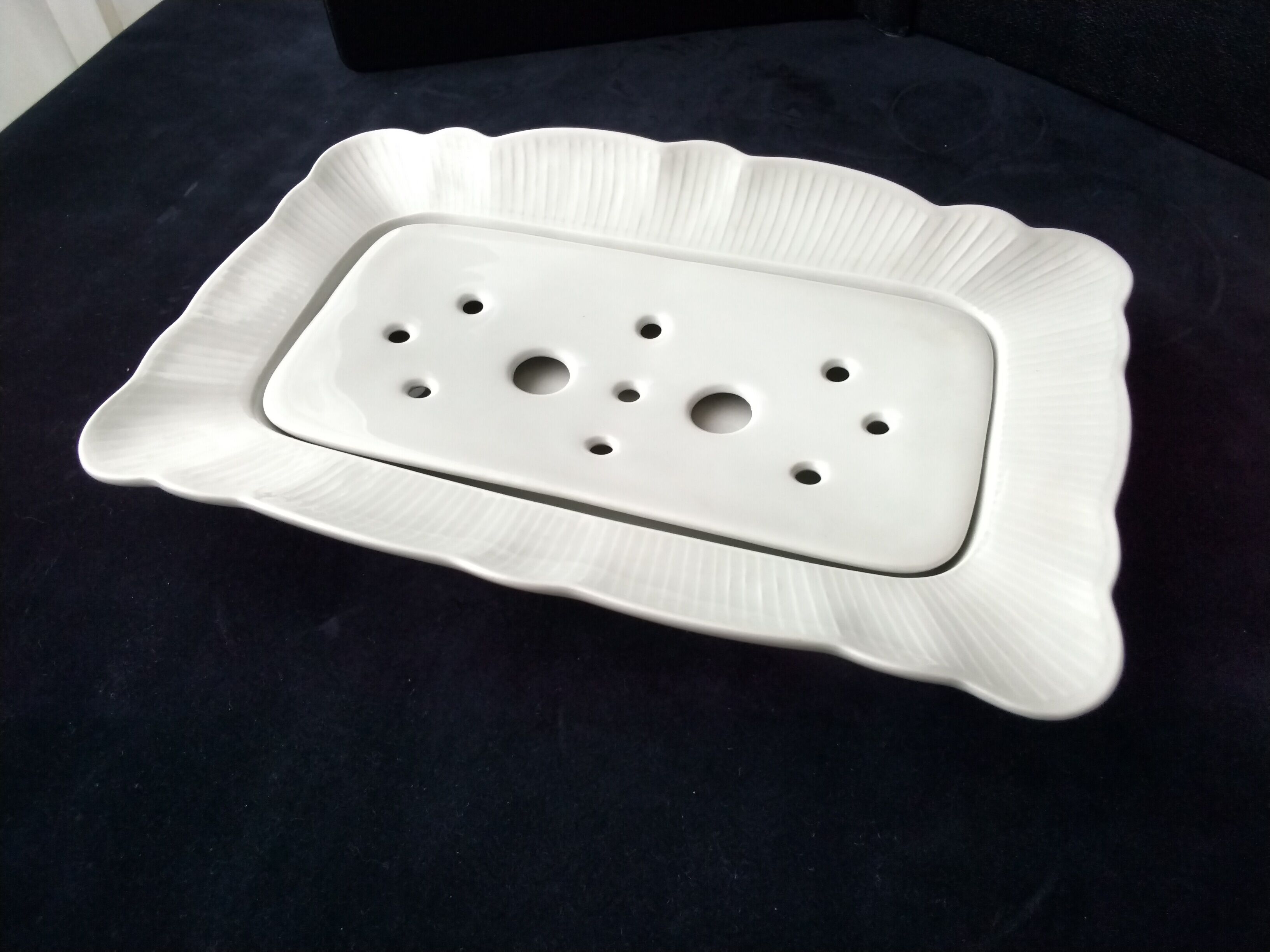 White porcelain asparagus dish Pillivuyt