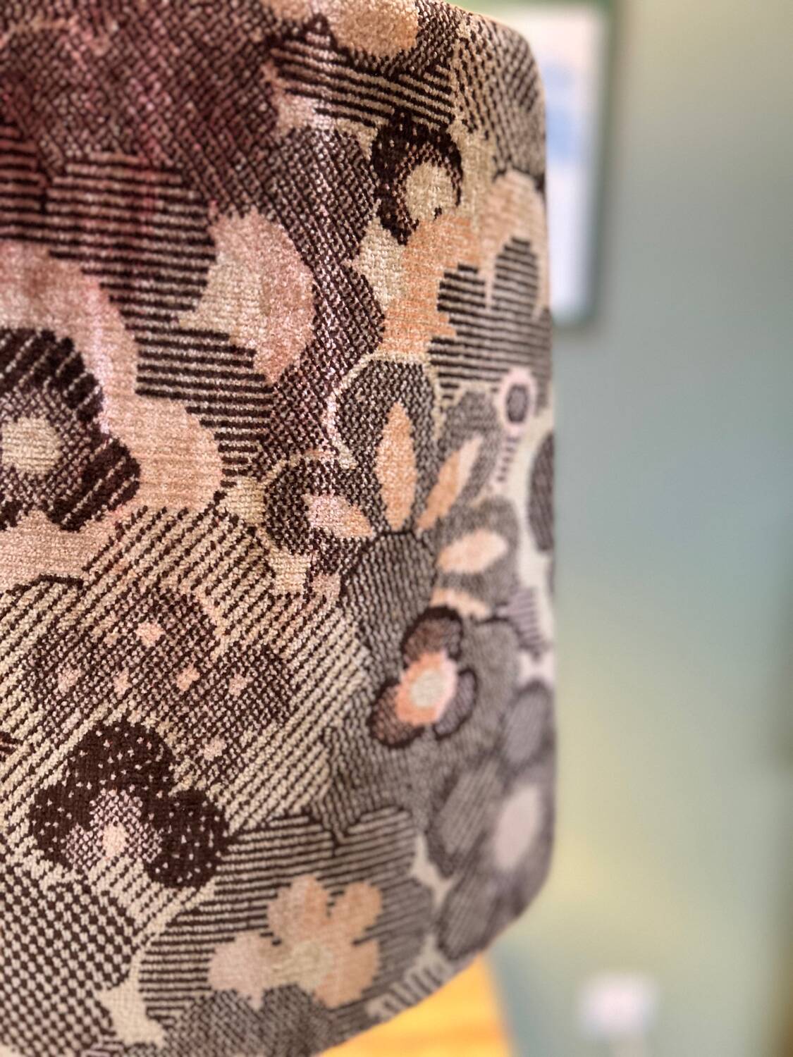 Brass and velvet lamp 1970