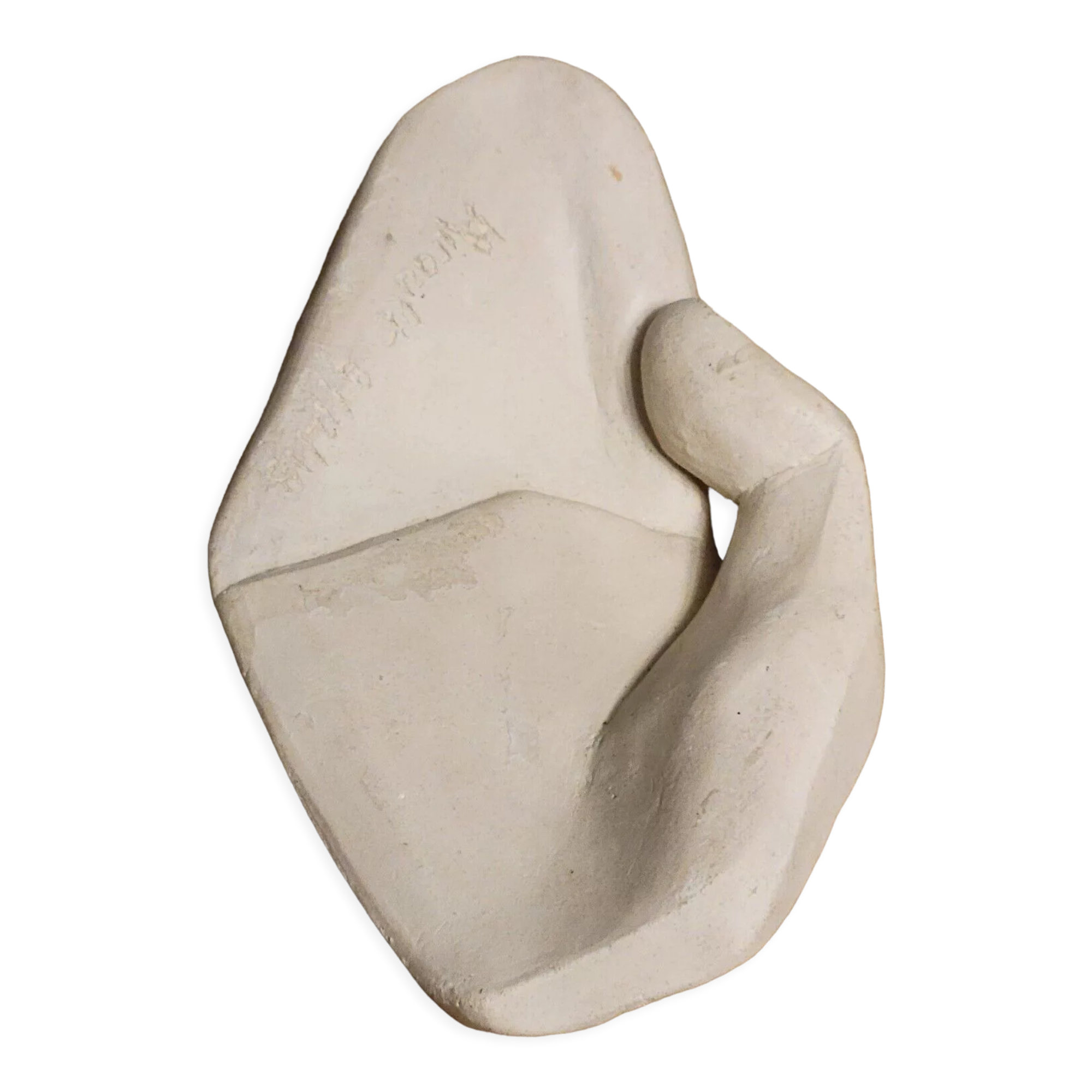 Empty hand pocket ceramic geometric sculpture brutalist signed