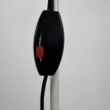 Vintage adjustable floor lamp, matte white lacquered metal and chrome, France 1970.