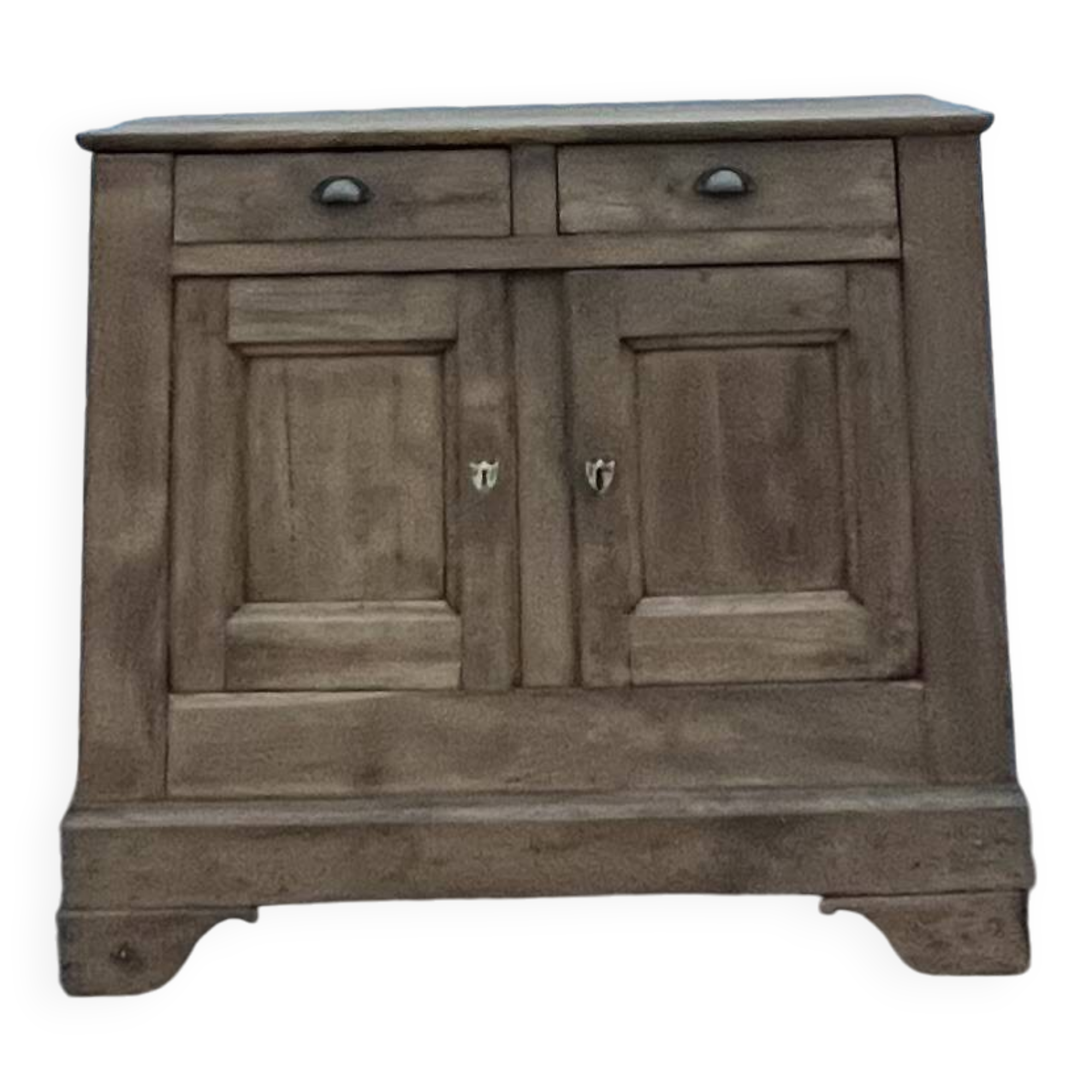 Antique sideboard with 2 drawers in solid raw oak, chic country style