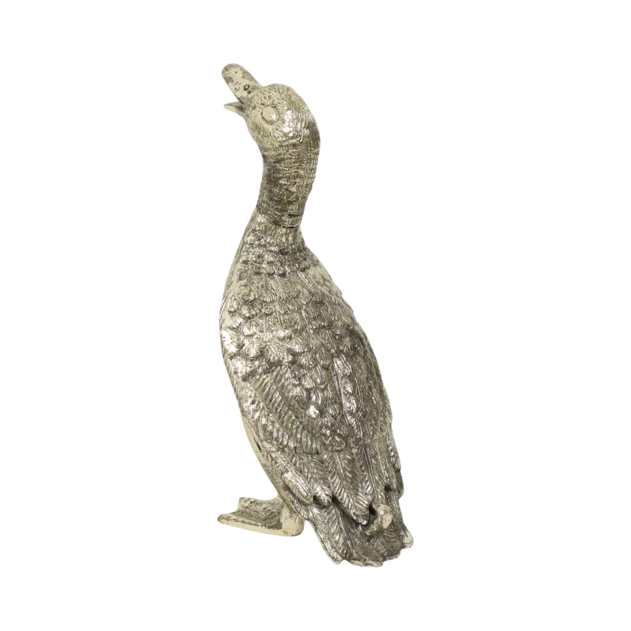Silver-colored Duck Statue Sculpture Mauro Manetti Style 1970s