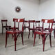 Set of 8 vintage 70s curved varnished wood bistro chairs