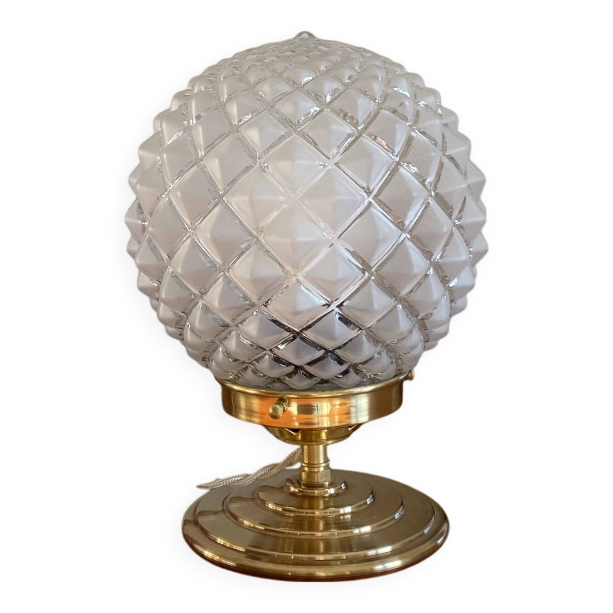 Table lamp, desk, globe in antique glass and brass base