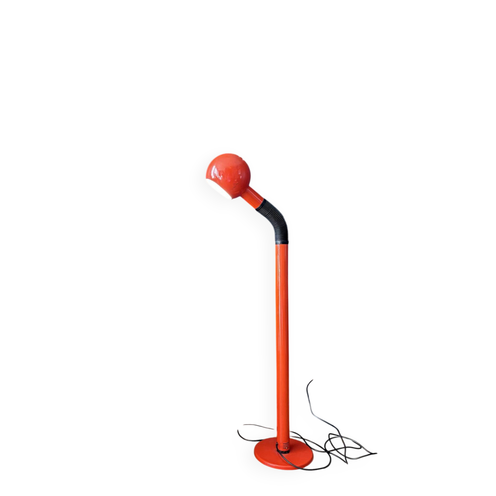 1970s orange lacquered metal floor lamp.