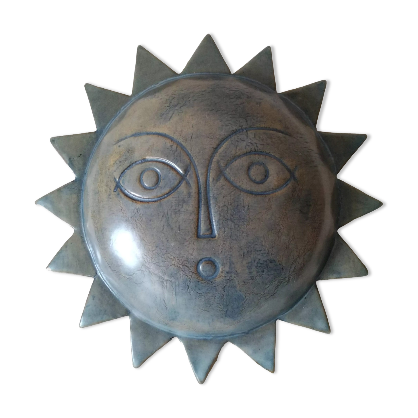 Vintage ceramic sun signed