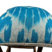 Silk Ikat Square Cushion Cover, Sky Blue Vintage Abraj, Handwoven, 16x16