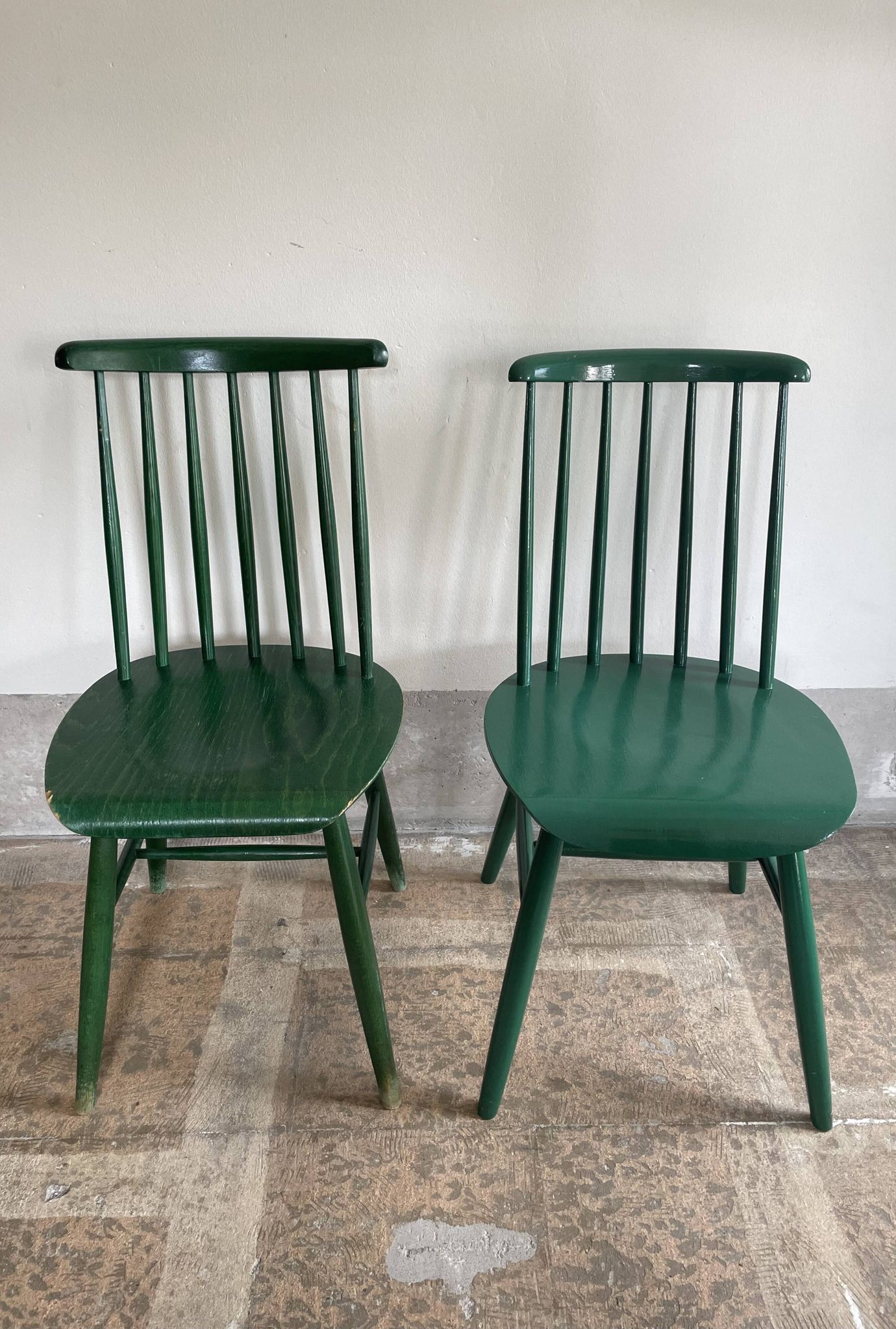 Cinq chaises Fanett vertes par Ilmari Tapiovaara pour Edsby-ken