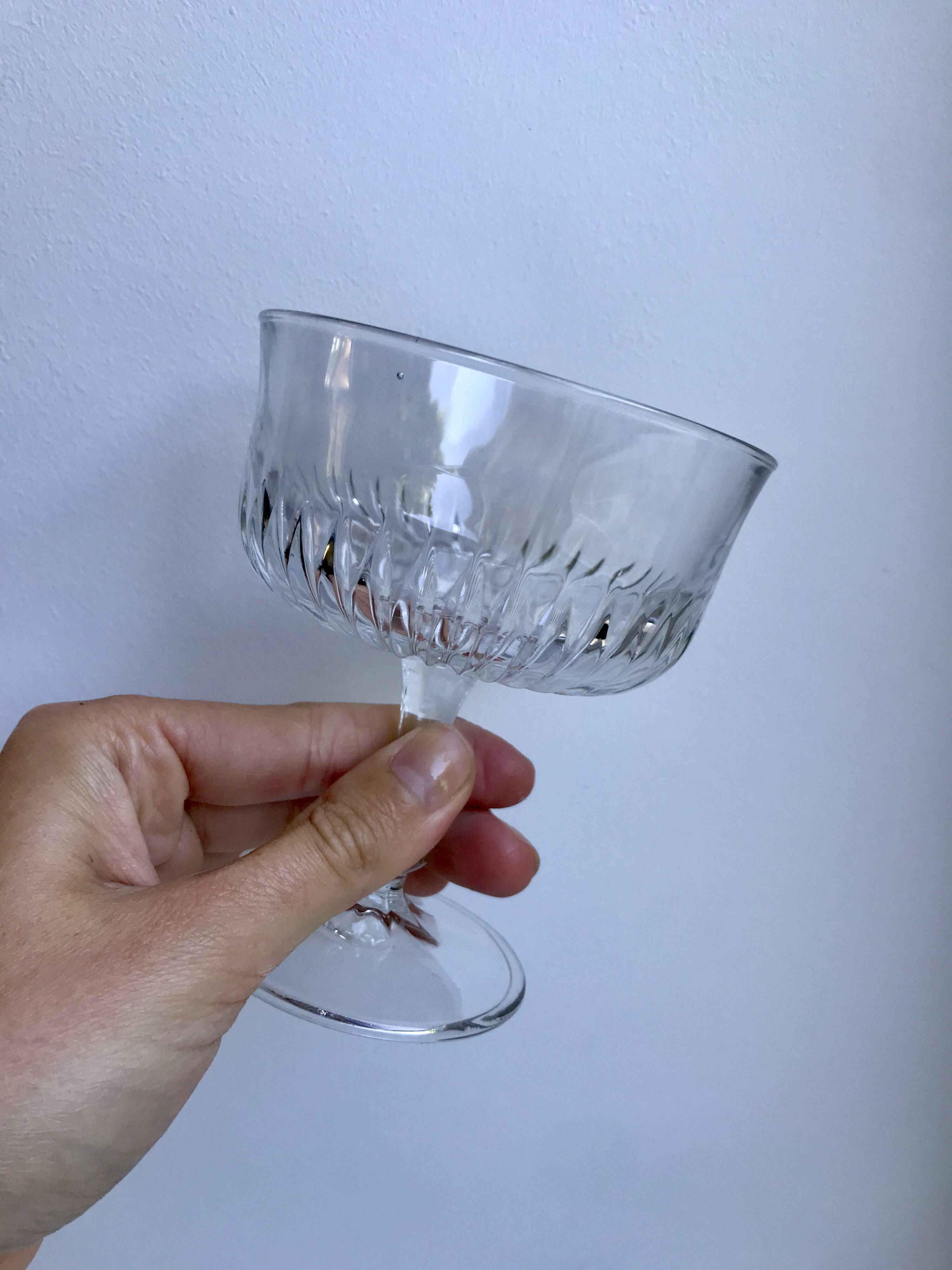 Set of 6 mismatched crystal champagne glasses 50-60s