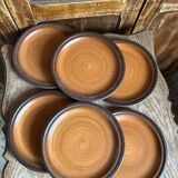 Série de 6 assiettes plates en grès vintage modèle Meylan