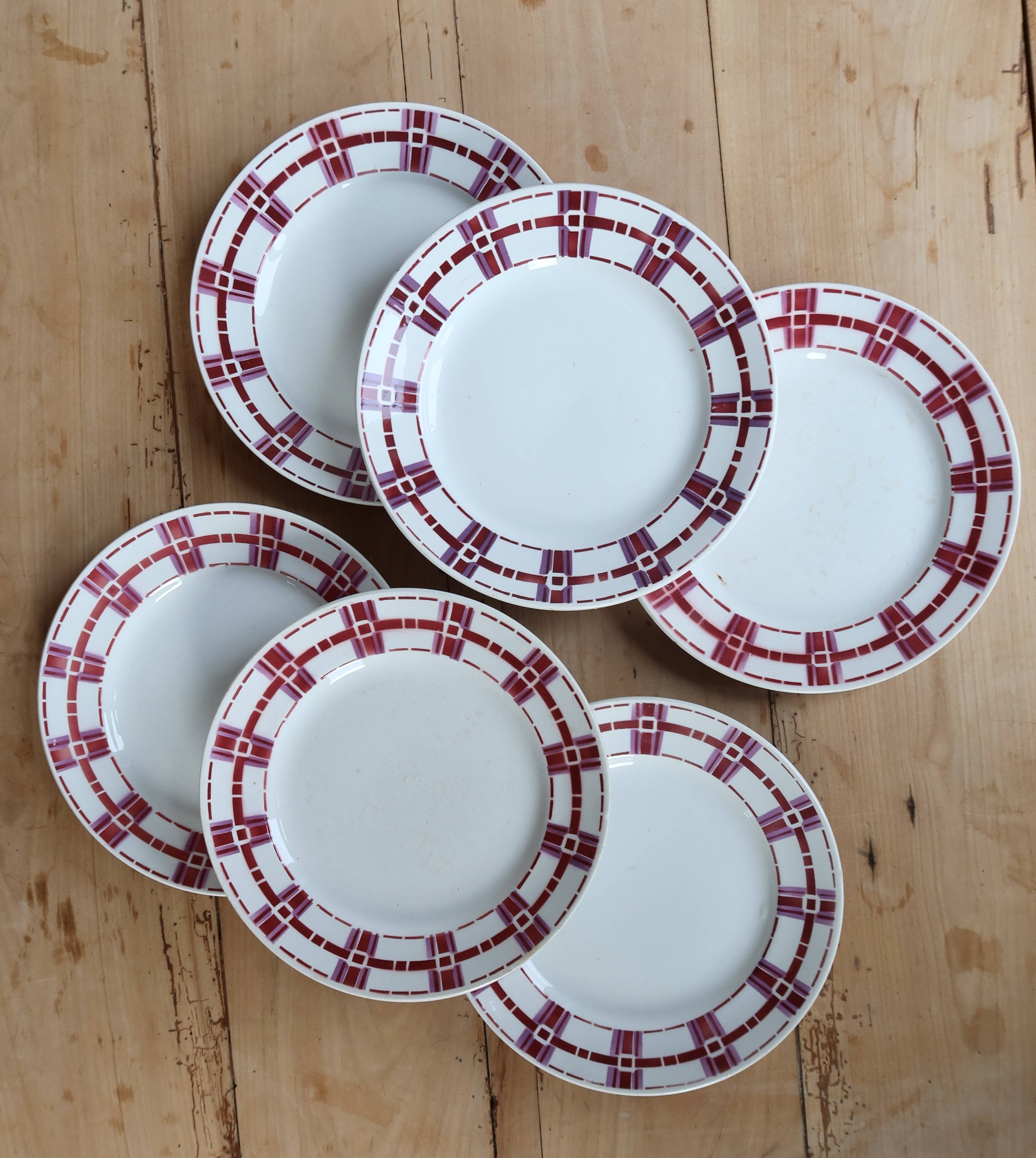 6 vintage ironstone dessert plates Moulins des Loups - Stuar model