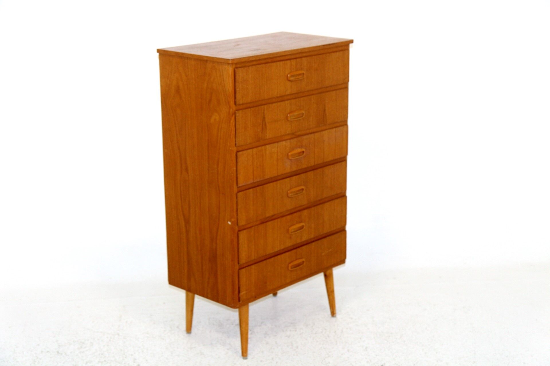 Tallboy teak chest of drawers, sweden, 1950