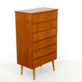 Tallboy teak chest of drawers, sweden, 1950