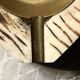 Italian ashtray in ivory zebra resin and brass, 1970s design.