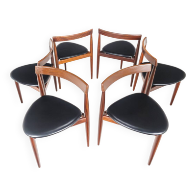 Ensemble de 6 chaises trépied en palissandre par Hans Olsen pour Frem Røjle - DK-60s