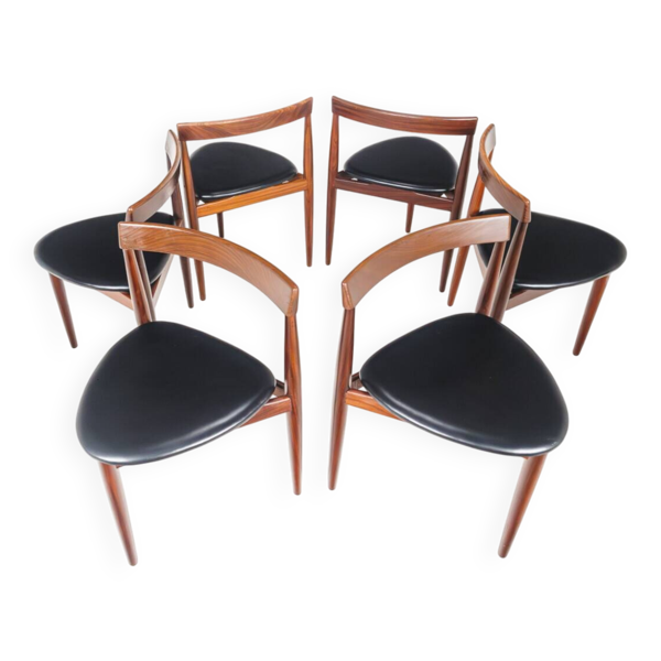 Ensemble de 6 chaises trépied en palissandre par Hans Olsen pour Frem Røjle - DK-60s