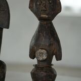 Set of 4 decorative handcrafted African wooden sculptures, mid-century.